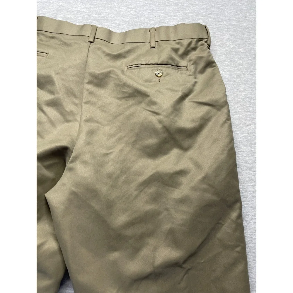 Perry Ellis Portfolio Dress Pants Mens 37x30.5 Tan Pleated Front Cuffed Hem